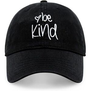 Unisex Black 100%Cotton Be Kind Embroidered Adjustable Size Classic Baseball Cap